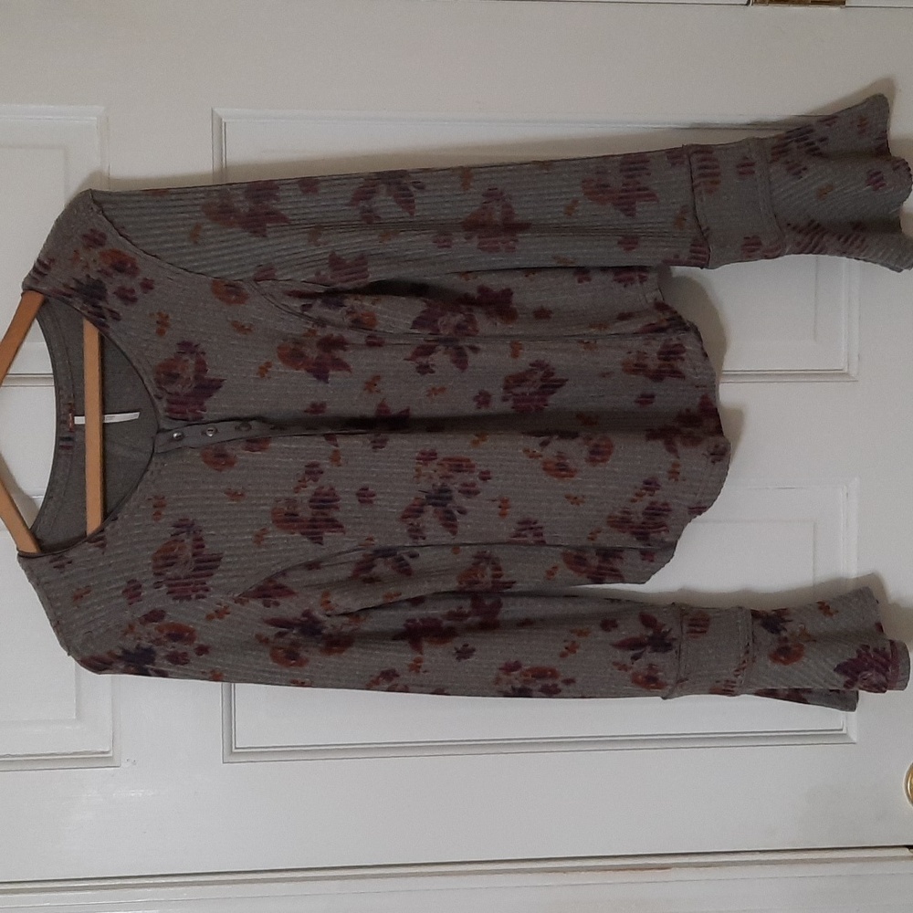 NWT FREE PEOPLE WASHED BLACK COMBO / PURPLE SWEATER SZ L